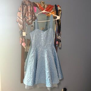 Disney Light Blue Textured Floral Fit-and-Flare Dress for Women